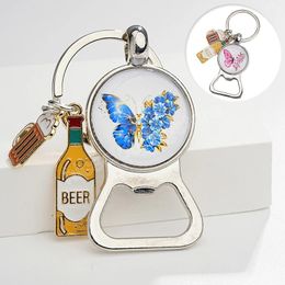 Ouvre-bouteille créatif porte-clés mode bouteilles de bière lunettes pendentif porte-clés Vintage papillon motif porte-clés bijoux cadeau