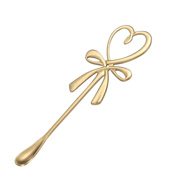 Creative Bowknot Cuillère Coeur Aimant Café Cuillères À Remuer En Acier Inoxydable Gâteau Dessert Scoop Bar Cocktail Remuer Scoops Festival Cadeau BH8130 FF