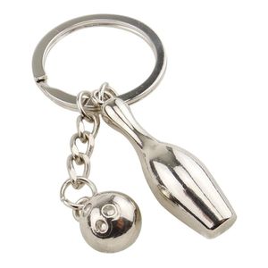 Creatieve bowling pin bal hanger auto sleutelhanger portemonnee tas ornament zilveren sleutelhanger voor vrienden geschenken
