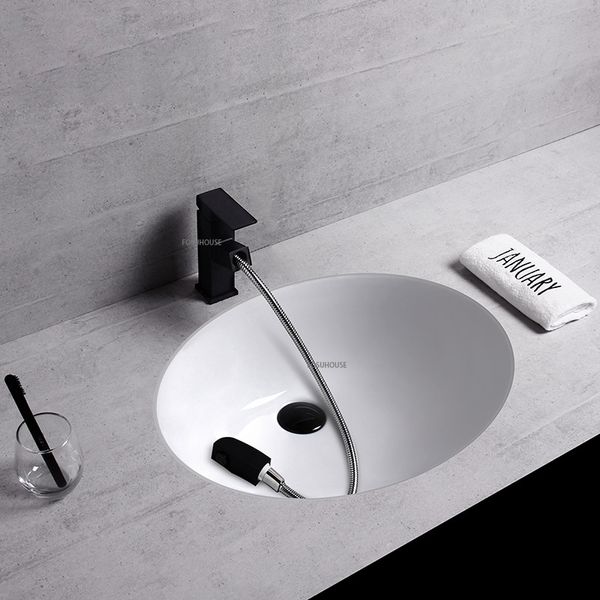 Lavabo intégré créatif sous les puits de comptoir en céramique lavabos de salle de bain ovale récipient pour évier moderne Basin de cuisine moderne Évier de cuisine