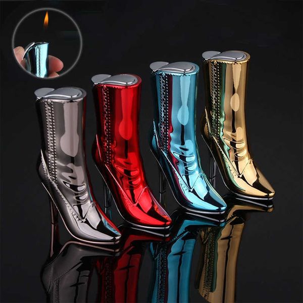 Creative Butane Pas de Gaz Inflation Briquet Cool Belles Dames Bottes Nouvelles Chaussures À Talons Hauts Rouge Flamme Briquets Femmes Fumer Cadeau BGT2