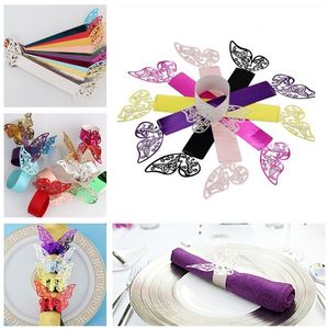 Creatieve vlinder stijl servet ringen laser gesneden papier servet houder bruiloft hotel banket ceremonie tafel decoratie