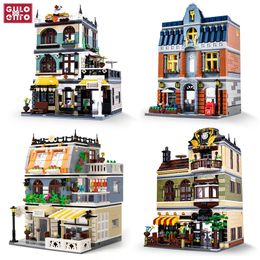 Creatief Cafe Shop Garden El Restaurant Store Model City Street View Bouwstenen Architectuur Bakstenen Speelgoed Gifts For Kids 220527