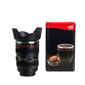 Creative Camera Lens Café Mug 400ml en acier inoxydable Isolation thermique gobelets 8.3 * 16,6 cm tasses de café