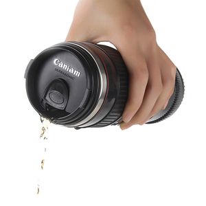 Creative Camera Lens Café Mug 440 ml en acier inoxydable Isolation thermique gobelets 7.4 * 20 cm tasses de café