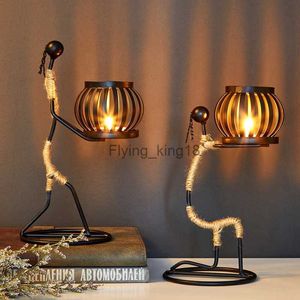 Bougeoir créatif décor à la maison ornement de bureau salon personnage figurines art artisanat chandeliers en métal pour bar fête HKD230825