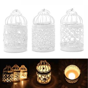 Creative Candle Houders Hollow Holder Tealight Candlestick Opknoping Lantaarn Vintage Bird Cage Smeed Nieuwe Bruiloft Decoratie Kandelaars