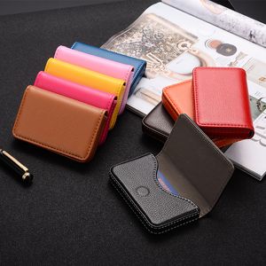 Creative Card Case PU Leather Pocket Lychee Grain Magnetische Naam Kaarthouder Case Visitekaartje Box Houders