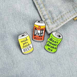 Creative Cartoon Can Enamel Pins Colors Cutes Deflated Character Beer Can Brooches For Party Gifts Lapel Pin Bags