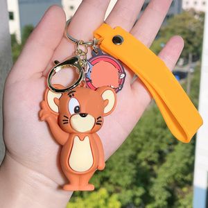 Porte-clés de personnage de dessin animé créatif pour hommes et femmes, exquis, joli pendentif de sac, poupée mignonne, cadeau de fête, porte-clés de voiture marron