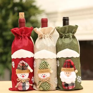 Décorations de Noël de dessin animé créatif manchon de couverture de bouteille de vin Santa bouteille de vin manteau anti-poussière sac cadeau sac d'emballage de champagne dîner fête décor de Table de noël