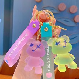 Creatieve cartoon kristal kleur veranderende beren sleutelhanger hanger, schattig stel voor mannen en vrouwen, autobag hanger, klein cadeau