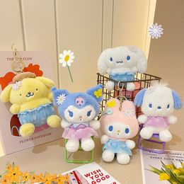 Ensemble de marguerites de dessins animés créatifs avec trois beautés, pendentif de jouet en peluche de mouche