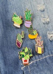 Dessin animé créatif plante en pot émail broches et broches unisexe aloès Cactus broche bijoux Badge sac à dos chapeau Denim broche GD2239967053