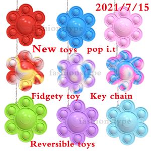 2021 jouet Pop Fidget drôle arc-en-ciel renversé soleil fleur Expression Flip poupée Silicone décompression pendentif jouets