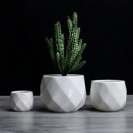 Creatieve keramische diamant geometrische bloemenpot eenvoudige sappige plantencontainer groen plantenbakken kleine bonsai potten huizendecoratie
