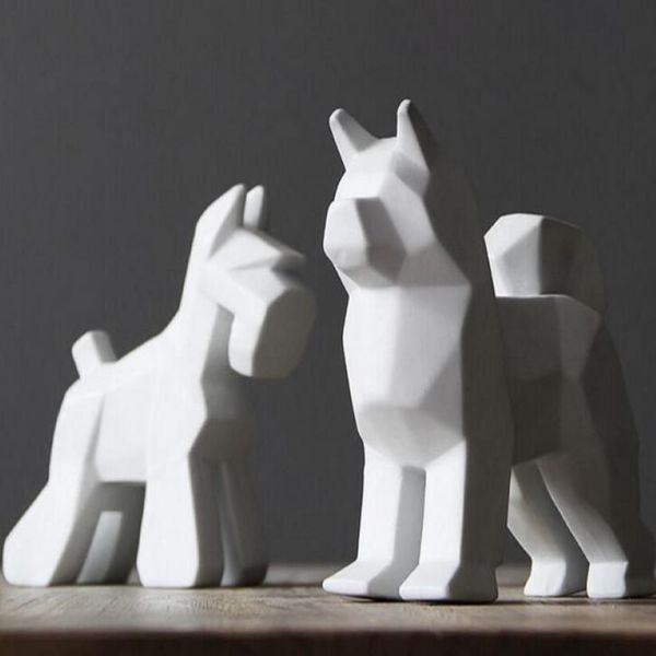 Décoration créative de chien en céramique, décoration de salle artisanale, ornement kawaii en porcelaine, figurines d'animaux, décorations de chien statue265w