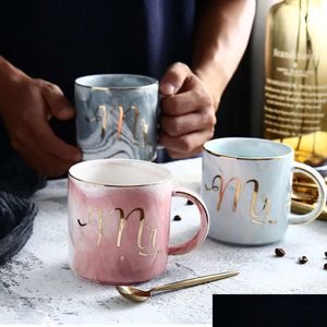 Mugs en céramique créative en marbre tasse de café tasse de café MTI Couleur Mr et Mme the tasses 13 23se C r Drop Livilar