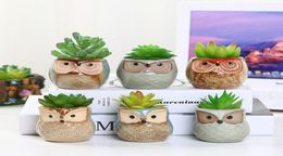 Créative Ceramic Owl Shape Flower Pots Garden Decorations New Ceramic Planter Desk Flower Pot mignon Design Succulent Planter Pot JX8822293