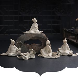 Figura de mascota de té de cerámica creativa, estatua, adornos de cerámica, decoración de jardín para el hogar, artesanías de escritorio, accesorios para la ceremonia del té chino