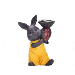 Créative Céramique Tea Pet Ornement Chinois Mascotte du zodiaque Jade Rabbit Zhaocai Tér Virage de thé Dispensateur de thé