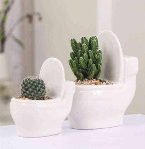 Creatief keramisch toiletbloempot Diy Design Planter voor vetplanten planten tuinieren kleine bloemenpot thuiskantoor decor H2204233684365