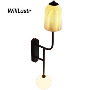 Creative Ceramic Wandlamp Melk Wit Glazen Ijzer Blaker Hotel Restaurant Woonkamer Nachtkastje Trap Aisle Balcony Porselein Light