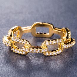 Anillo de circonio con cadena creativa para mujer, chapado en plata, oro rosa, cobre, anillo de diamantes de imitación, joyería de boda Popular 262W