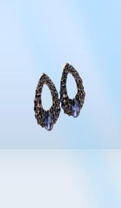 Boucles d'oreilles en forme d'eau de charme créative pour les femmes Boucles d'oreilles en zircon bleu marine en bleu marine