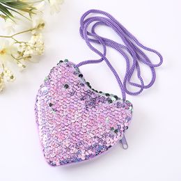 Créative Children's Sequin Coin Purse Little Girl Messenger Love Bag Girl Girl Mignon Sac à bandoulière