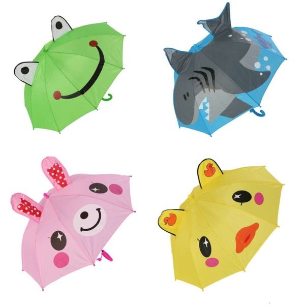 Parapluie créatif pour enfants dessin animé mignon à long manche conception d'oreille 3D automatique maternelle bébé étudiants parapluies imperméables ensoleillés et pluvieux MHY025