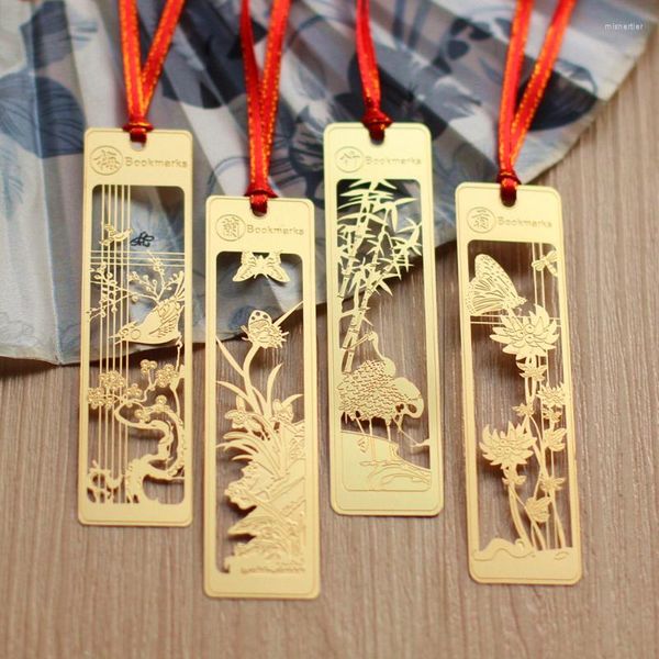 Marcos creativos de plantas de bronce huecas de latón chino para marcas de lectura