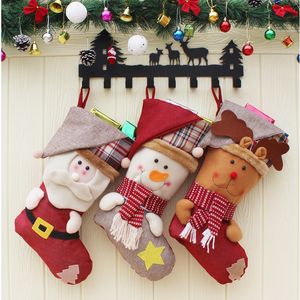 Creative Christmas Stocking Santa Claus Sneeuwpop Kerstboom Ornamenten Sok Home Party Decoratie Kinderen Snoep Gift Tassen DBC VT0762