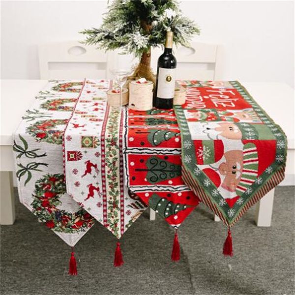 Mantel navideño creativo, nuevos artículos decorativos para fiestas, mesa tejida, bandera, mesa, decoración del hogar, GC1782