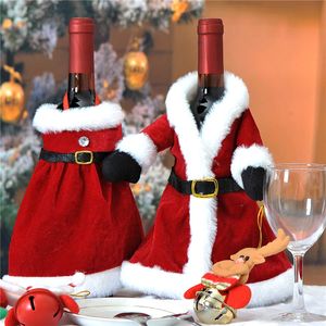 Couverture de bouteille de vin de noël créative robe en velours doré sac de bouteille de vin manches noël nouvel an décoration de Table de dîner