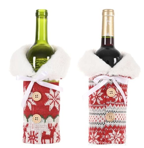 Couverture de bouteille de vin de Noël créative Joyeux Noël champagne bière tricot couvre pull décor pour les ornements de la maison cadeau de noël bonne année
