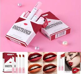 Boîtes à cigarettes créatives Ensemble de rouge à lèvres Maquillage ibcccndc Rouge à lèvres mat 4 couleurs Kit de lèvres en velours Nude Rouge Hydratant Imperméable Sexy3232440