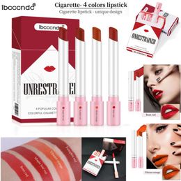 Creatieve Sigarettendozen Lippenstift Set Make-up Sexy Matte Lipsticks ibcccndc 4 Kleuren Fluwelen Lip Kit Naakt Rode Moisturizer Waterdicht5295566