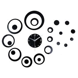 Autocollant effet miroir circulaire créatif, horloge murale à Quartz, décoration de la maison, DIY bricolage
