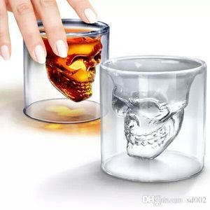 Design créatif tête de crâne verres à vin Transparent Double paroi haute tasse en verre borosilicate résistant à la chaleur gobelet 3 3am ff