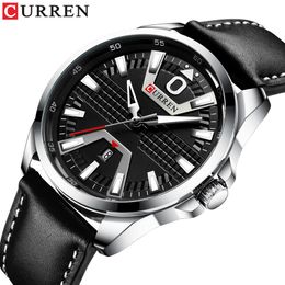 Créative horloge montre man mode luxury watch marcing curren cuir quartz business wristwatch Auto date relogio masculino2381