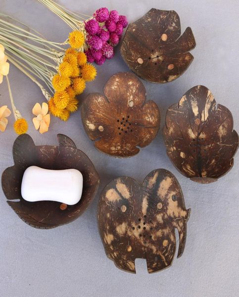 Étagère à savon créative en coquille de noix de coco, en forme de papillon, boîte à savon de dessin animé, en bois d'asie du sud-est, plat à savons en coquille de noix de coco T3753700