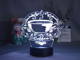 Image de café créative Image de nuit Lumière 3D LED LAMP CAFE HOME ATMOSPHERE DÉCORD