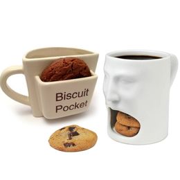 Creatieve koffiemok met koekje koekjes dessert pocket grappige mok keramische mokken voor koffie thee cup reizen koffiekopje grappig cadeau t200506