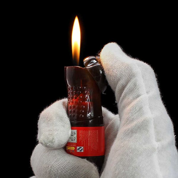 Creative Coke Bouteille Briquet Torche Rechargeable Gaz Butane Briquets Fumer Accessoires Cadeau Parfait pour Hommes WP61 Non