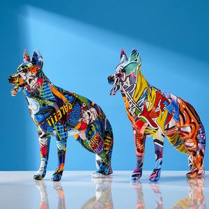 Creatieve Kleurrijke Kunst Dier Duitse Herder Hars Ambachten Woondecoratie Kleur Modern Eenvoudig Decor 240220