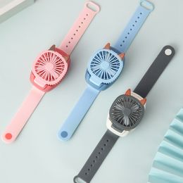 Creatieve koeling Mini-horlogeventilatoren Student Handheld Draaibaar Afneembaar Oplaadbaar USB-opladen Polsdemper Zomerventilatoren