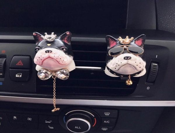 Couple créatif Bulldog Car Fraiseureur Gypsum Perfume Auto Air Climatiner Outlet Fragrance Clip Aromatherapy décor Ornements284798698