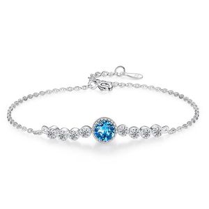 Bracelet cœur océan en argent Sterling S925, avec boîte, à la mode pour femmes, Bracelets en cristal haut de gamme assortis, bijoux d'étudiant