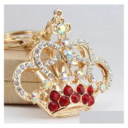 Porte-clés couronne créative avec chaîne en métal diamant brillant sac à main accessoires de mode pendentif de voiture joli cadeau mticolor livraison directe Dhn7Q